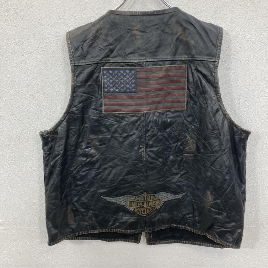 HARLEY DAVIDSON レザーベスト 2XL ブラック ハーレーダビッドソン