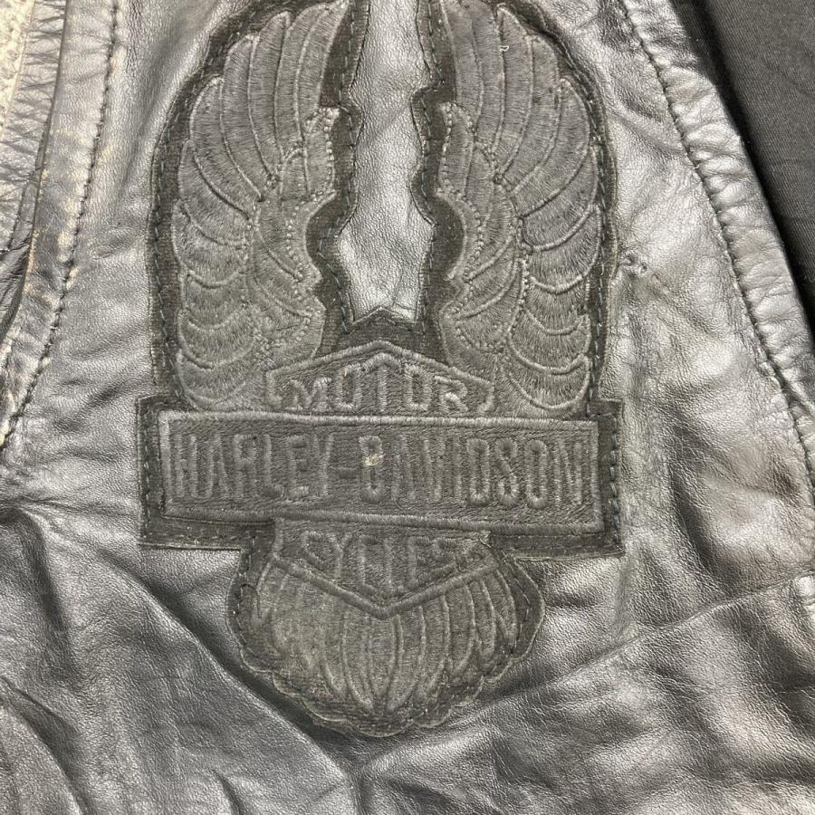 HARLEY DAVIDSON レザーベスト 2XL ブラック ハーレーダビッドソン