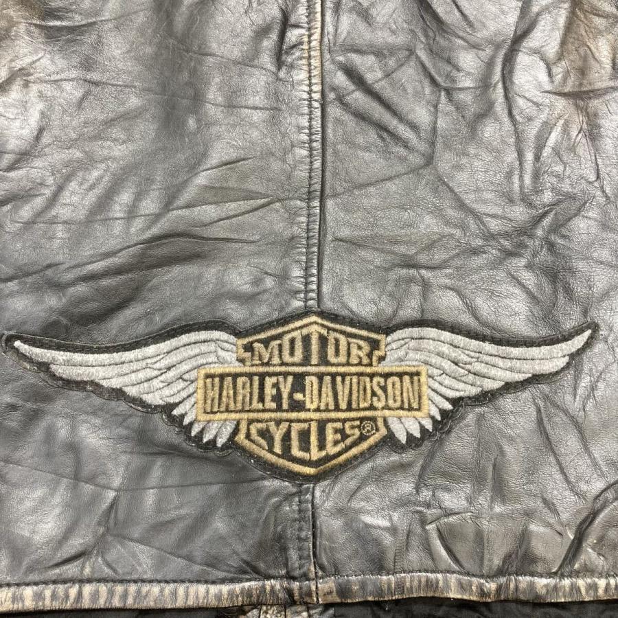 HARLEY DAVIDSON レザーベスト 2XL ブラック ハーレーダビッドソン