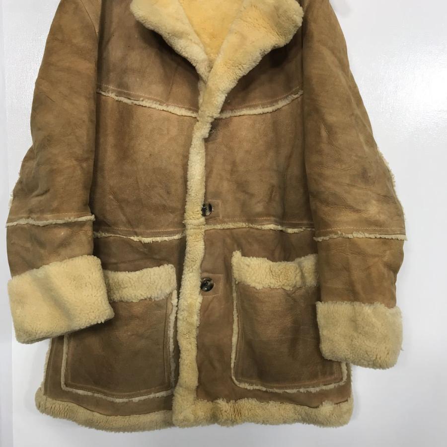 ヤフージャケットXL 茶　リアルムートン　リアルファー リアルムートンジャケット Mサイズ位 羊革 リアルムートンコート 古着