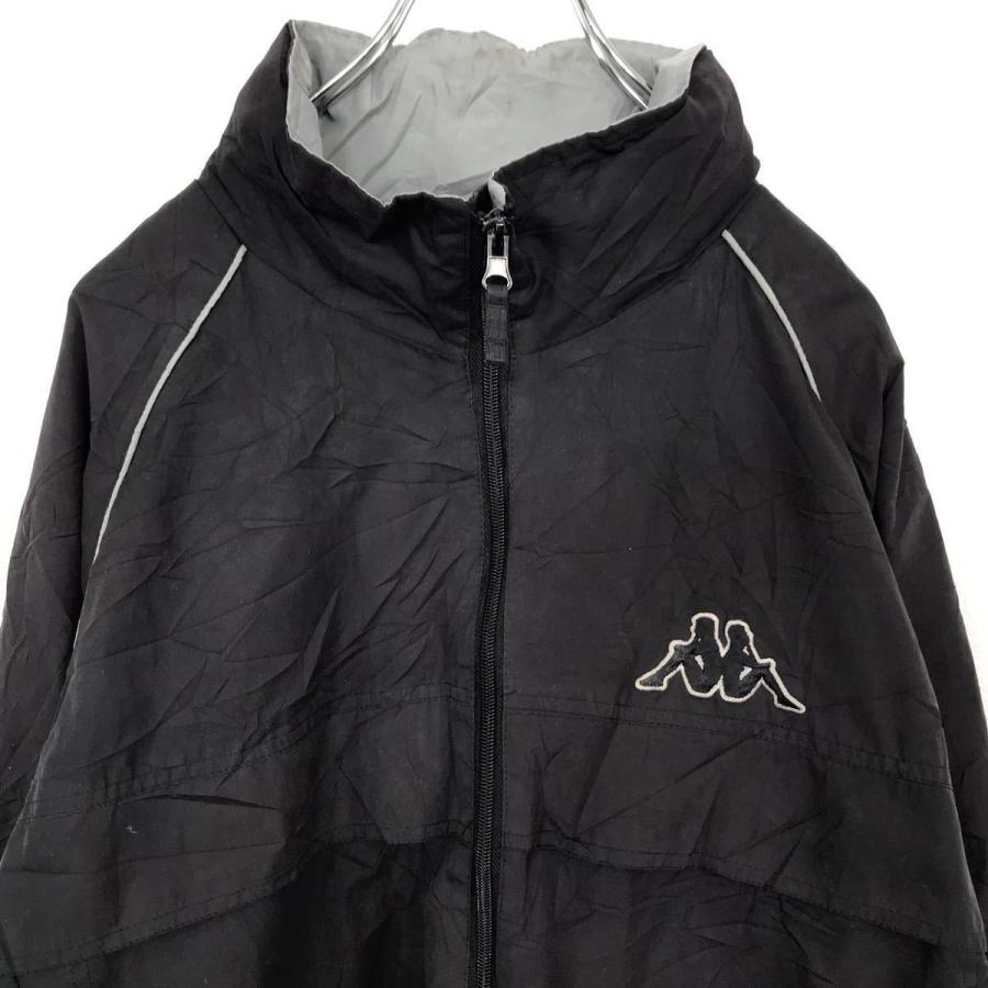 Kappa ナイロンジャケット XL 黒 カッパ スポーツ ワンポイント フード 