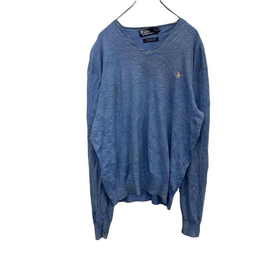 POLO RALPH LAUREN ブルー Vネックセーター M Polo Ralph Lauren ニットセーター M ブルー ポロラルフローレン V