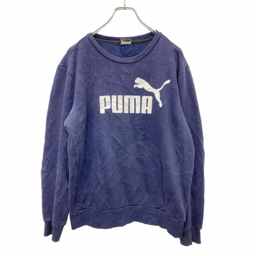 新品タグ付き PUMA スウェット ネイビーM PUMA プリントスウェット トレーナー Mサイズ プーマ ネイビー 古着卸