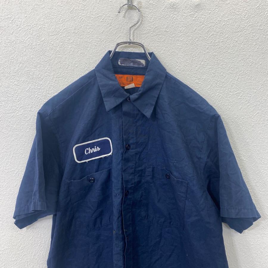 USA製　ビンテージ品　 ネイビー シャツ Lサイズ REED 半袖シャツ ワークシャツ L サイズ リード ネイビー ダブル