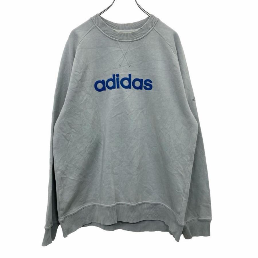 adidas ロゴ スウェット トレーナー XLサイズ アディダス 刺繍 グレー 