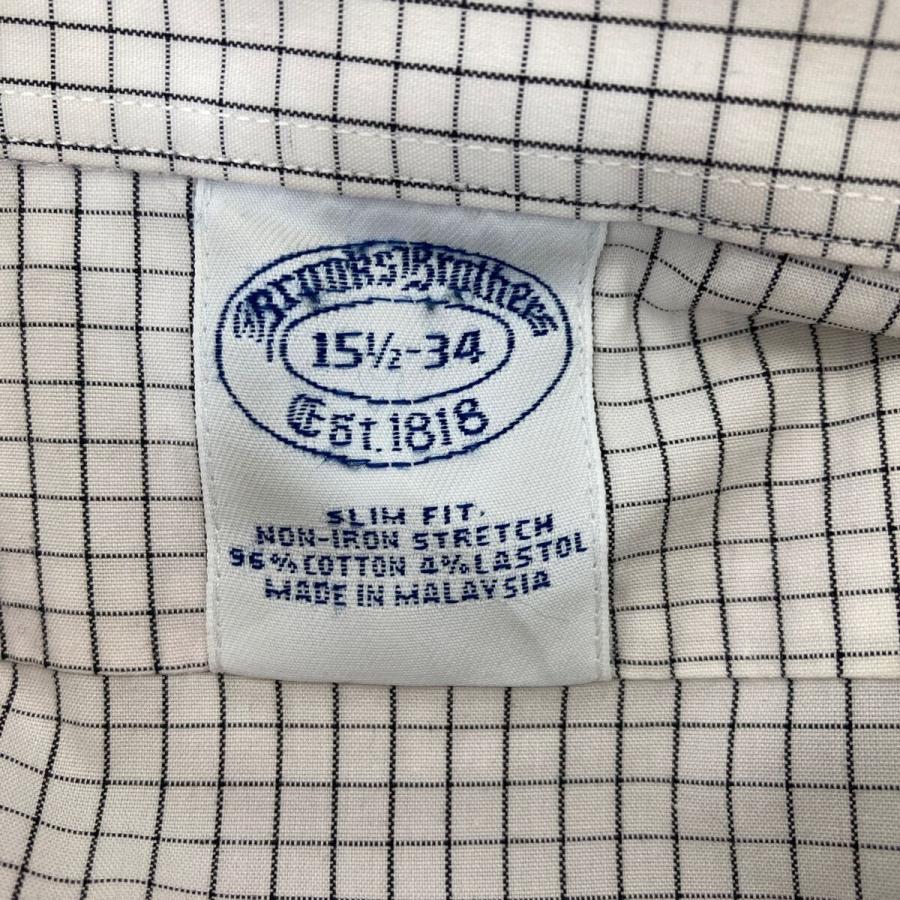 BROOKS BROTHERS 長袖 シャツ Mサイズ 胸ポケット チェック柄 スリム