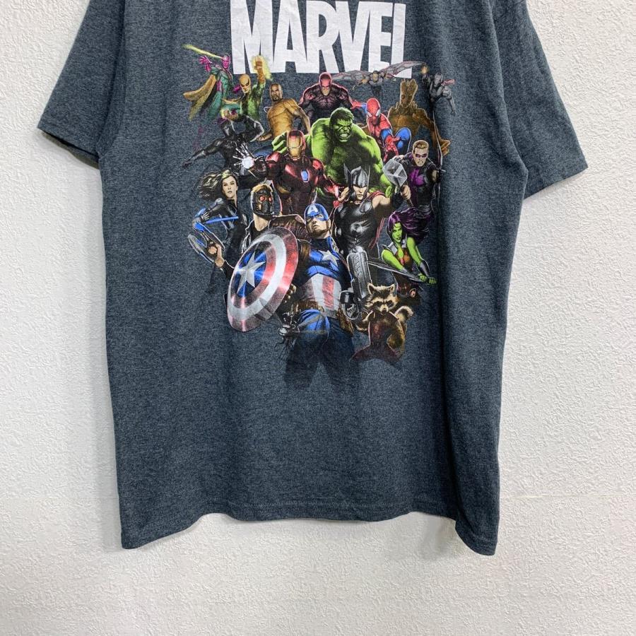 MARVEL スーパーヒーロー Tシャツ Lサイズ ダークグレー MARVEL 半袖 キャラクターTシャツ XLサイズ マーベル グレー 古着卸