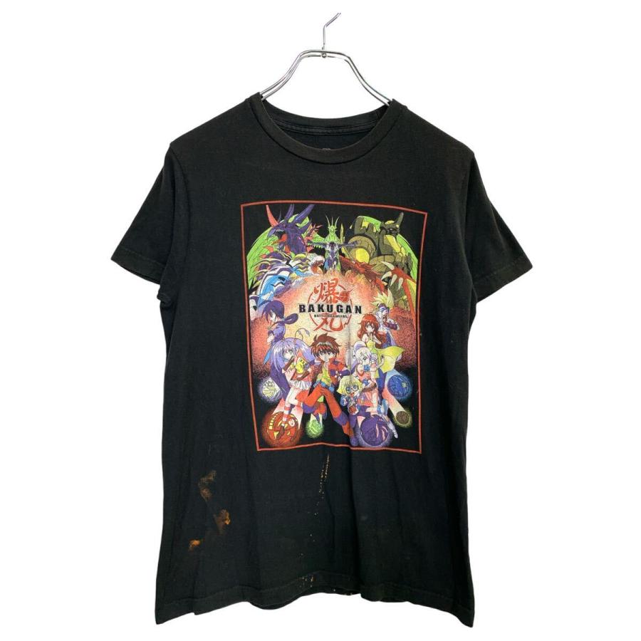爆丸 BAKUGAN Tシャツ ブラック　アニメ　キャラT 00s Y2K BAKUGAN 半袖 キャラクターTシャツ Sサイズ 爆丸 ブラック コットン