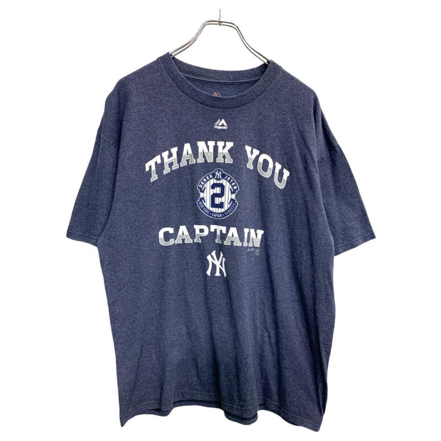 Majestic 半袖 プリント Tシャツ XLサイズ マジェスティック ネイビー 