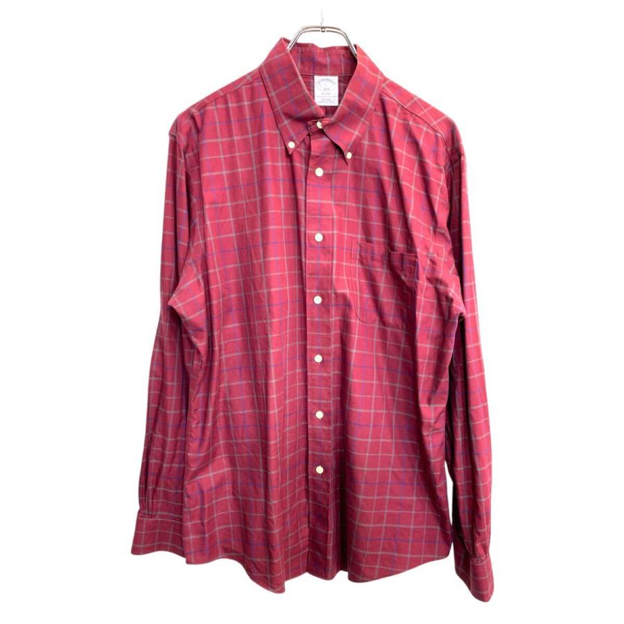 BROOKS BROTHERS / 長袖シャツ/16/コットン/RED/チェック BROOKS BROTHERS 長袖チェックシャツ Lサイズ ブルックスブラザーズ
