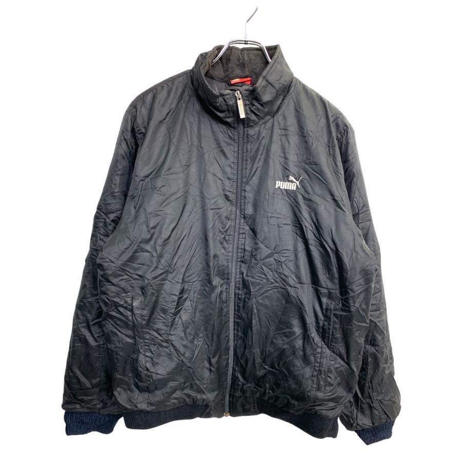 PUMA ナイロンジャケット Mサイズ プーマ ジップアップ ブラック 古着