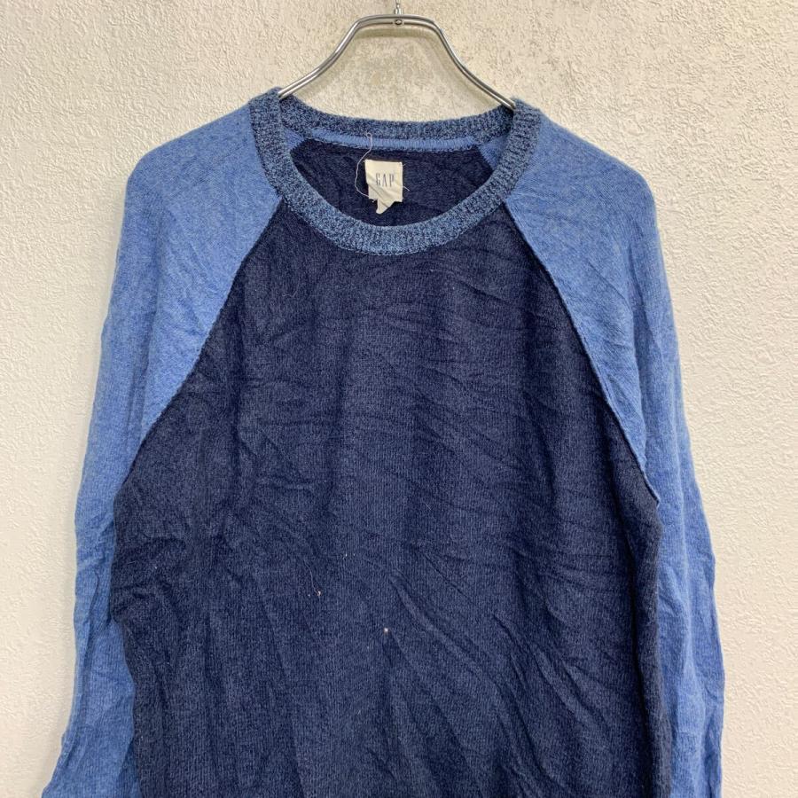 GAP アメリカ古着❗️women's Lニットセーター紺色ネイビー ギャップ GAP ウールニットセーター メンズXL 古着 柄 ネイビー 紺