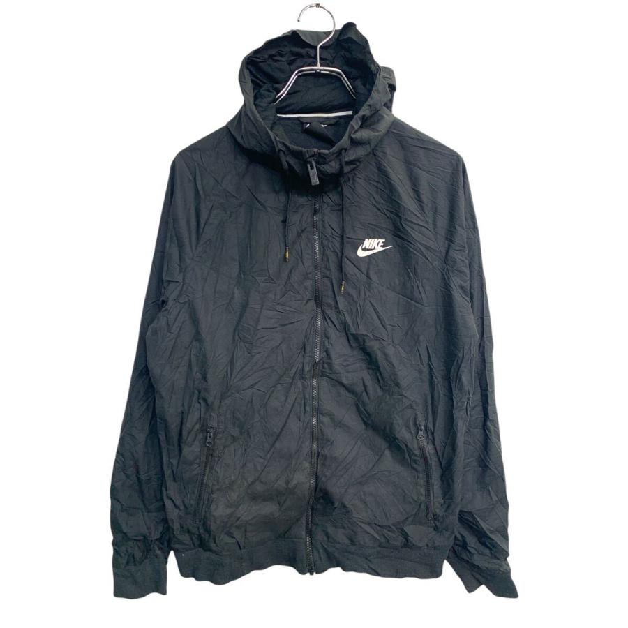 NIKE ナイキ ナイロンジャケット 刺繍 裏地メッシュ ブラック XL ナイキ NIKE スウッシュ刺繍 裏地メッシュ ジップアップジャケット