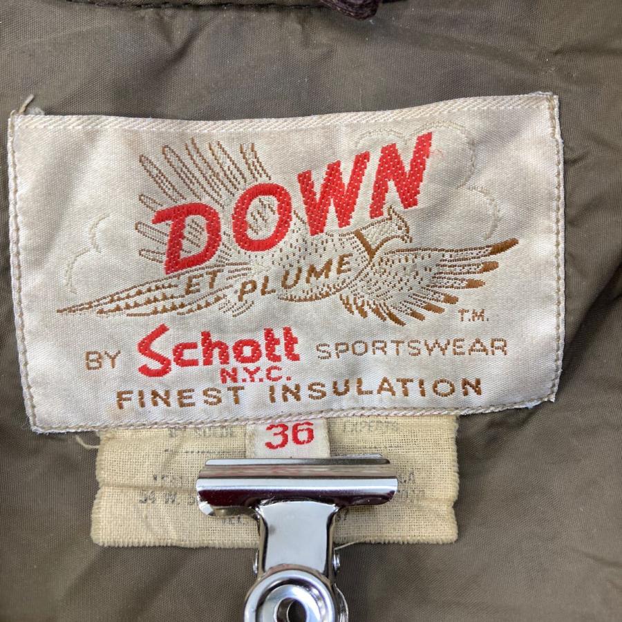 Schott ダウンベスト Sサイズ サイズ表記36 ショット レザー TALON