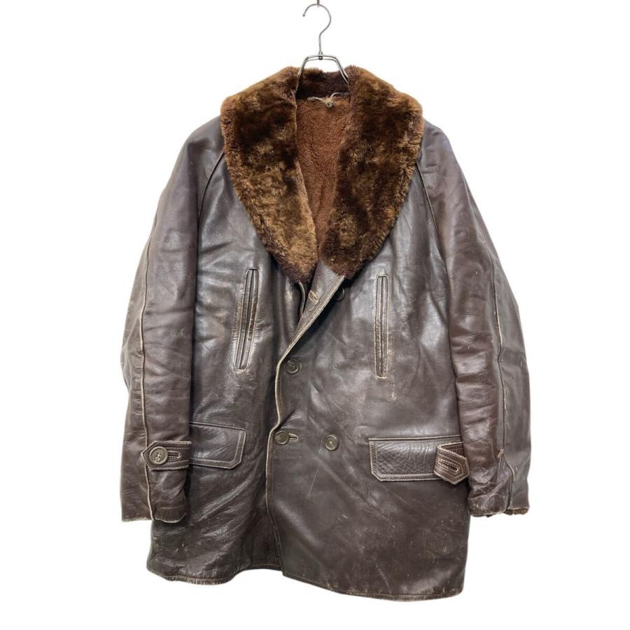 ユーロレザーカーコート XLサイズ位 サイズ表記52 ボア チンストラップ