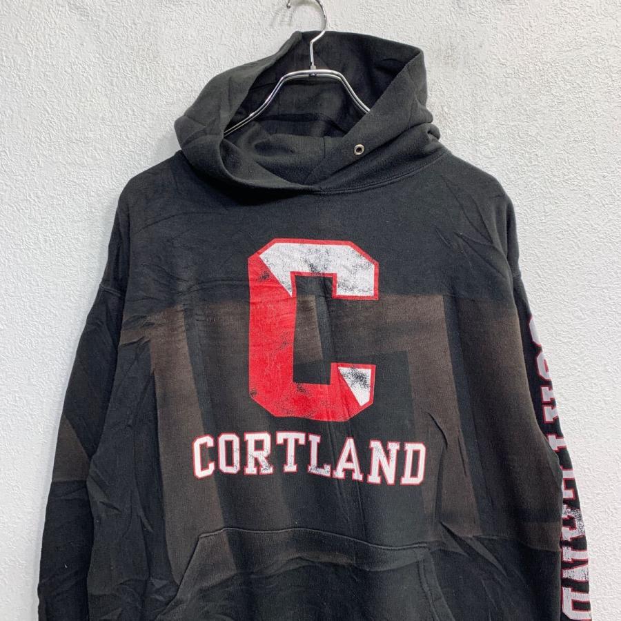 Cortland プリント スウェット パーカー Mサイズ ブラック USA製 古着 