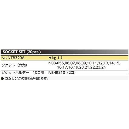 京都機械工具 ネプロス ソケットセット NTB320A 差込角:9.5mm 20個組 1