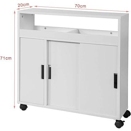 SoBuy　トイレ収納ラック　トイレ収納　キャスター付き　幅70×奥行き20×高さ70cm(BZR02-W)　隙間収納　トイレラック　スリム