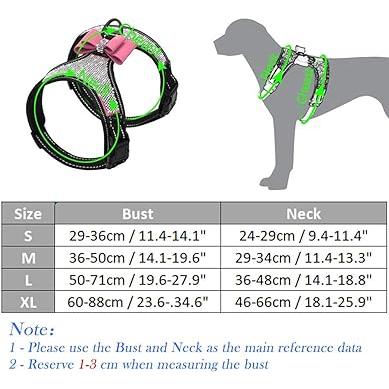 FUNAT ラインストーン付き反射犬用ハーネス， かわいいキラキラしたネクタイ犬のハーネス犬の鎖，(ピンク) 