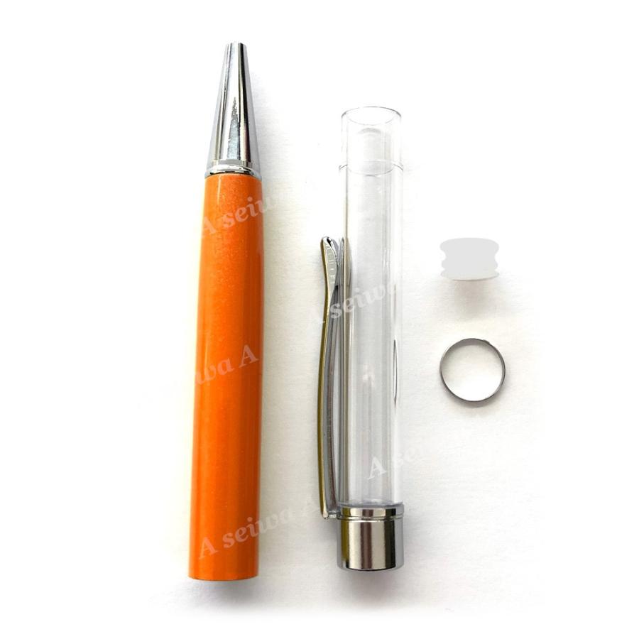 替え芯付き   1本  ハーバリウム ボールペン 本体 自作 手作り キット (シルバー金具・オレンジ／A01407)