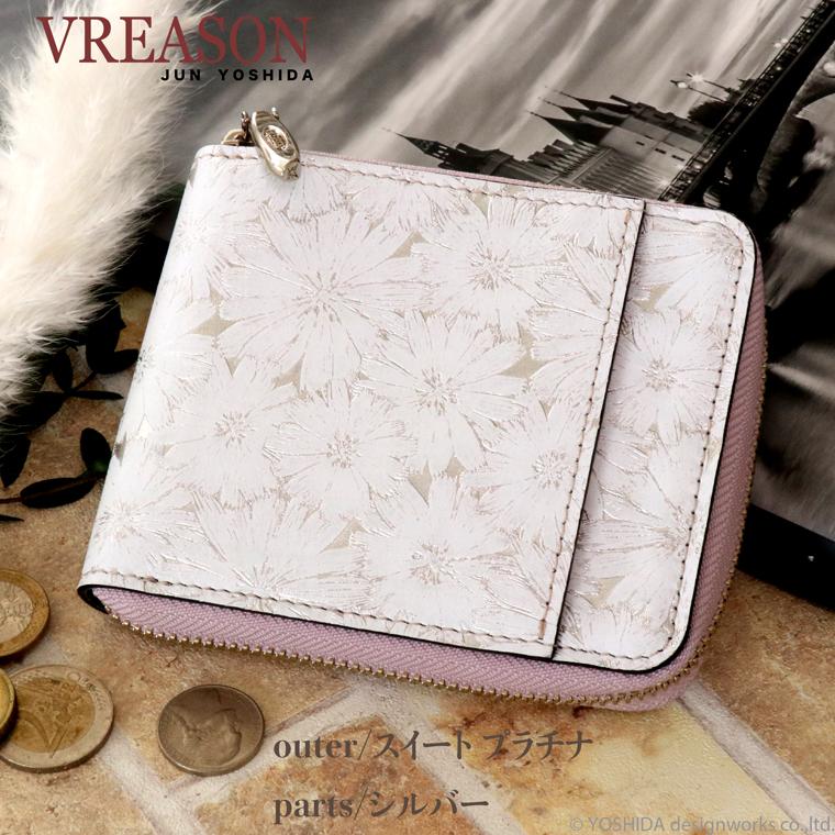 【 ラウンド ギャルソン 折り財布 】 レディース サイフ 二つ折り 財布 ミニ 日本製 本革 デイジー 花柄 レザー 牛革 革 コンパクト 便利な VREASON ヴレアゾン | VREASON | 09