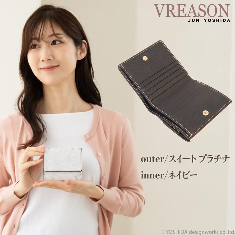 VREASON 二つ折り財布 ボックス 日本製 本革 デイジー 花柄 VREASON 二つ折り財布 ボックス 日本製 本革 デイジー 花柄