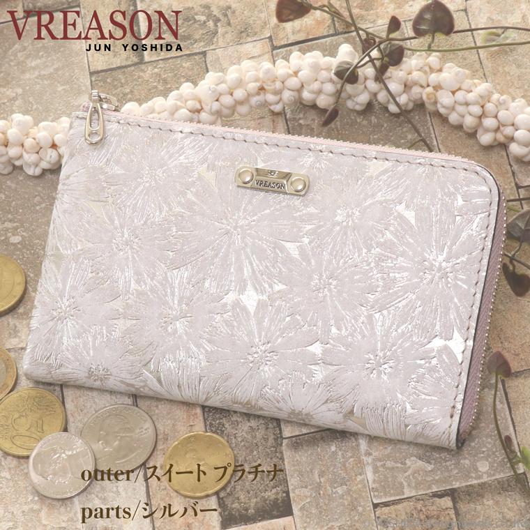 【 L字ファスナー ミディアム 折り財布 】 二つ 折財布 財布 サイフ 日本製 本革 デイジー 花柄 牛革 革 スリム 薄型 ミニ 軽い コンパクト VREASON ヴレアゾン | VREASON | 09