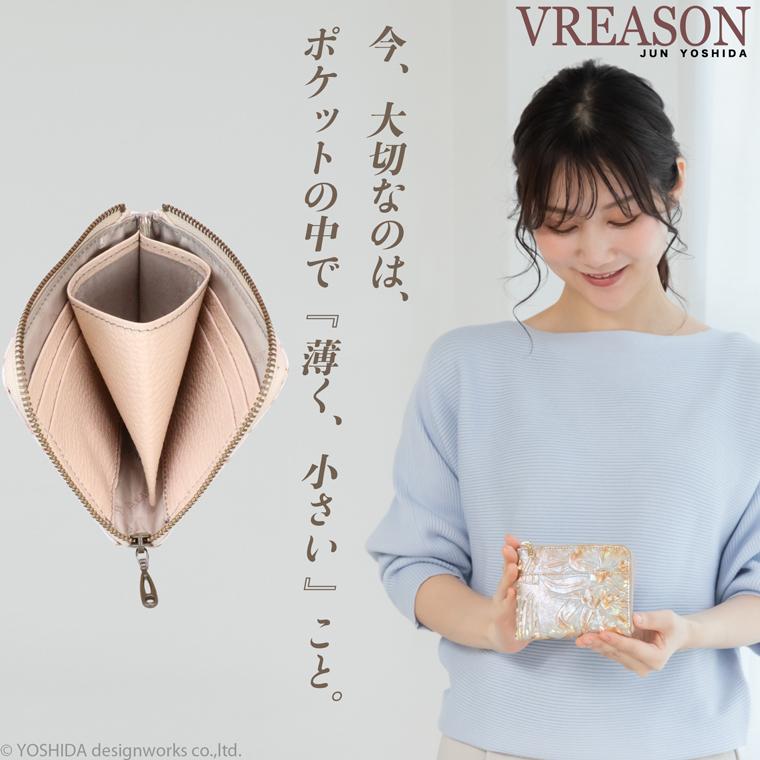 VREASON L字ファスナー 折り財布 日本製 本革 ディアマンテ 花柄