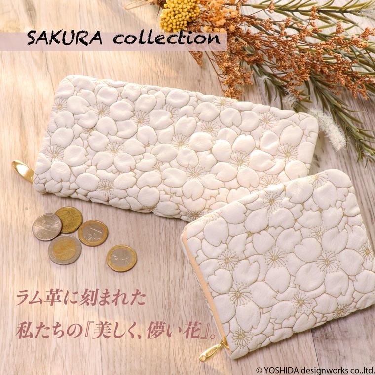 【 L字ファスナー 長財布 】 日本製 本革 サクラ 花柄 本革 財布 レディース レザー 牛革 財布 スリム 薄い 薄型 ゴールド シルバー VREASON ヴレアゾン | VREASON | 03