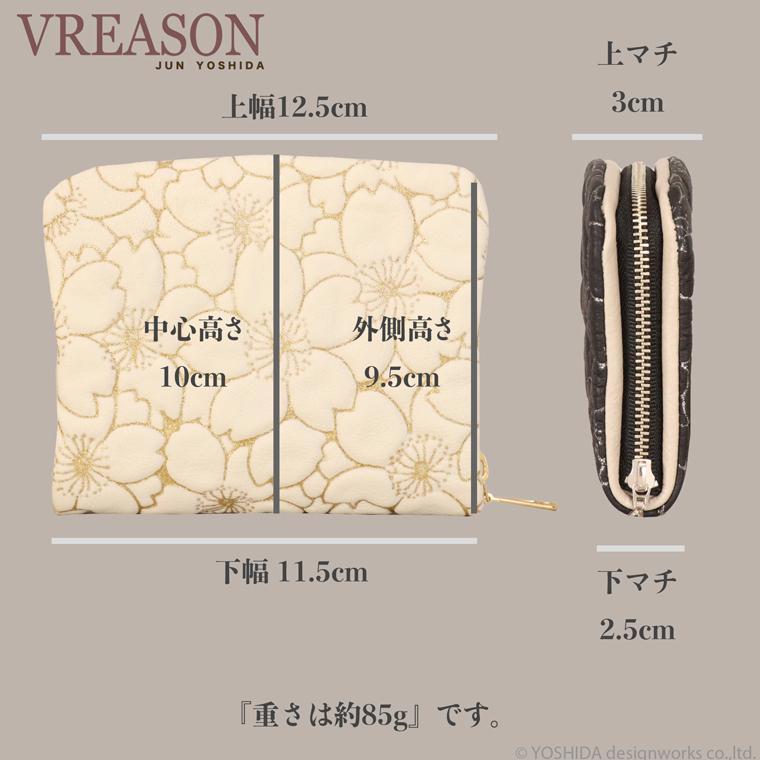 【 ラウンド ギャルソン 折り財布 】 日本製 本革 本革 財布 レディース レザー 牛革 折財布 折り財布 ミニ 軽い コンパクト 桜 サクラ 花柄 VREASON ヴレアゾン | VREASON | 18
