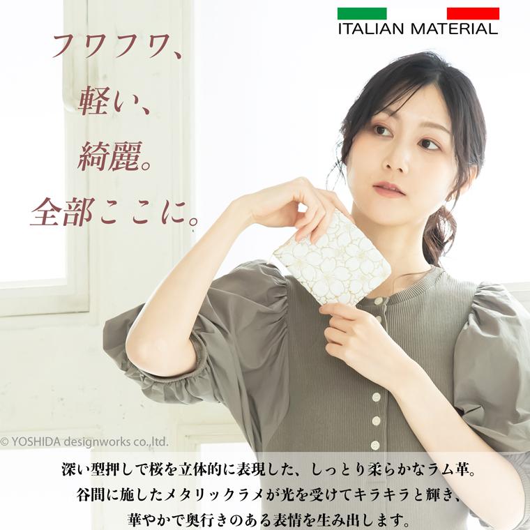 【 ラウンド ギャルソン 折り財布 】 日本製 本革 本革 財布 レディース レザー 牛革 折財布 折り財布 ミニ 軽い コンパクト 桜 サクラ 花柄 VREASON ヴレアゾン | VREASON | 05