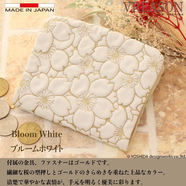 【 ラウンド ギャルソン 折り財布 】 日本製 本革 本革 財布 レディース レザー 牛革 折財布 折り財布 ミニ 軽い コンパクト 桜 サクラ 花柄 VREASON ヴレアゾン | VREASON | 07