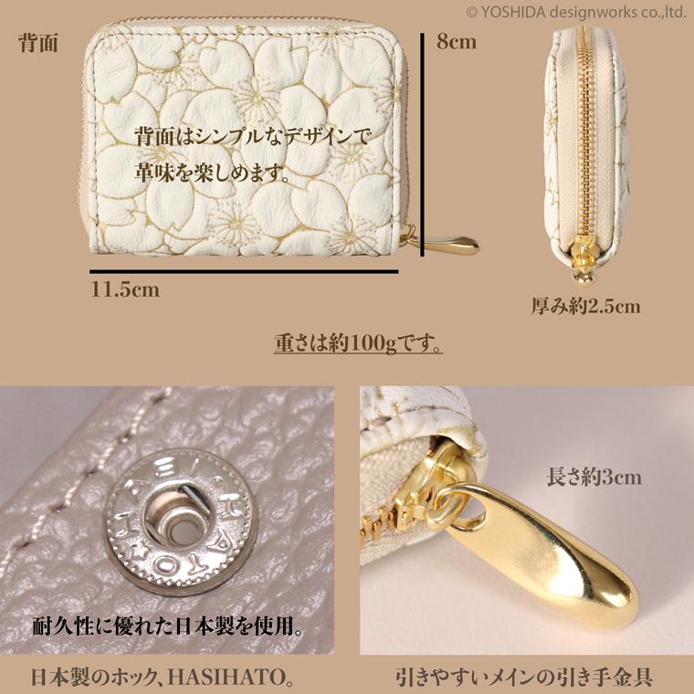 【 じゃばら ラウンド 折り財布 】 日本製 本革 本革 財布 レディース レザー 牛革 折財布 折り財布 ミニ 軽い コンパクト 桜 サクラ 花柄 VREASON ヴレアゾン | VREASON | 18