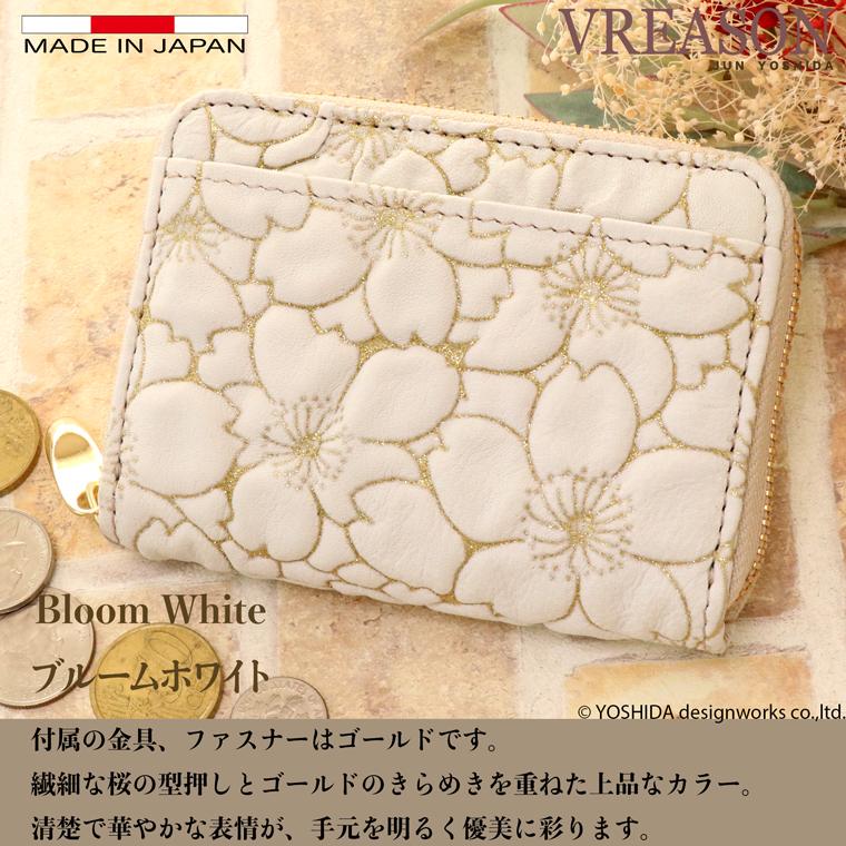 【 じゃばら ラウンド 折り財布 】 日本製 本革 本革 財布 レディース レザー 牛革 折財布 折り財布 ミニ 軽い コンパクト 桜 サクラ 花柄 VREASON ヴレアゾン | VREASON | 07