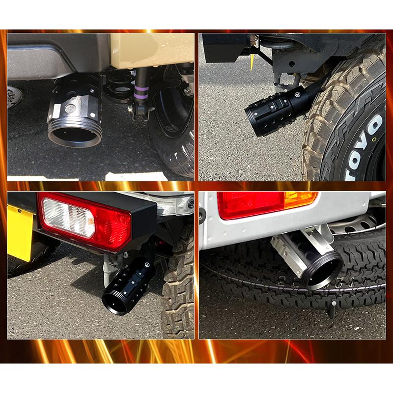 オフロード マフラーカッター ハスラー シルバー アルミ削り出し SUV