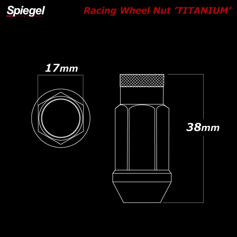 ホイールナット レーシング チタン 貫通タイプ M12 P1.25 38mm 16個 
