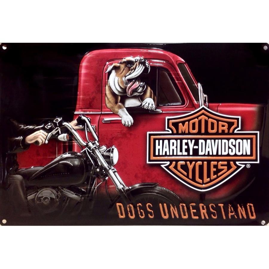ハーレーダビッドソン ブリキ 看板 メタル プレート Harley Davidson Dogs Understand バイク ハーレー グッズ インテリア 看板 世田谷ベース｜vs66