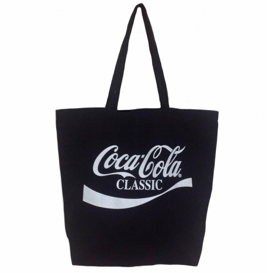 Coca-Cola コカ・コーラ コットン トートバッグ Lサイズ (ブラック) ランチバッグ イージバッグ コカコーラ COKE グッズ