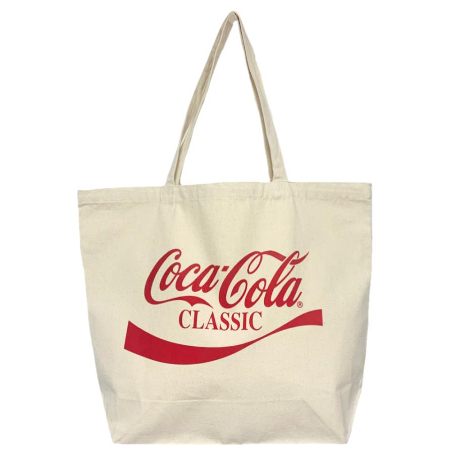 Coca-Cola コカ・コーラ コットン トートバッグ Lサイズ (ホワイト) ランチバッグ イージバッグ コカコーラ COKE グッズ｜vs66