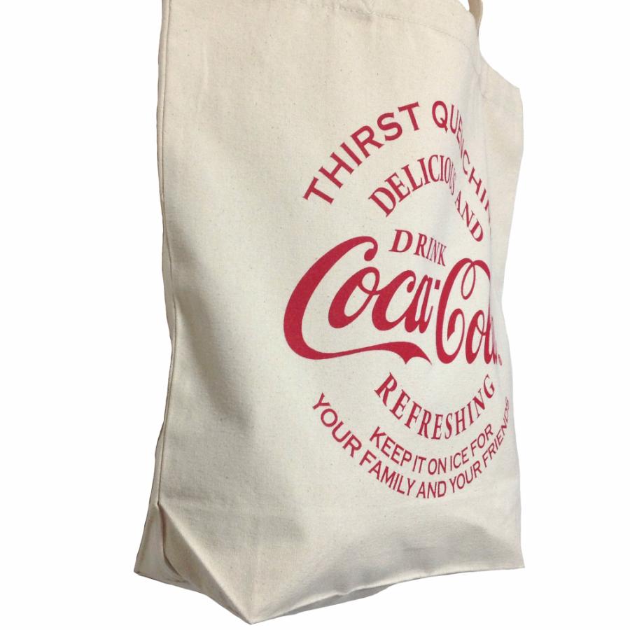 Coca-Cola コカ・コーラ コットン ロングハンドル トートバッグ Mサイズ (ホワイト) ランチバッグ イージバッグ コカコーラ COKE グッズ｜vs66｜02