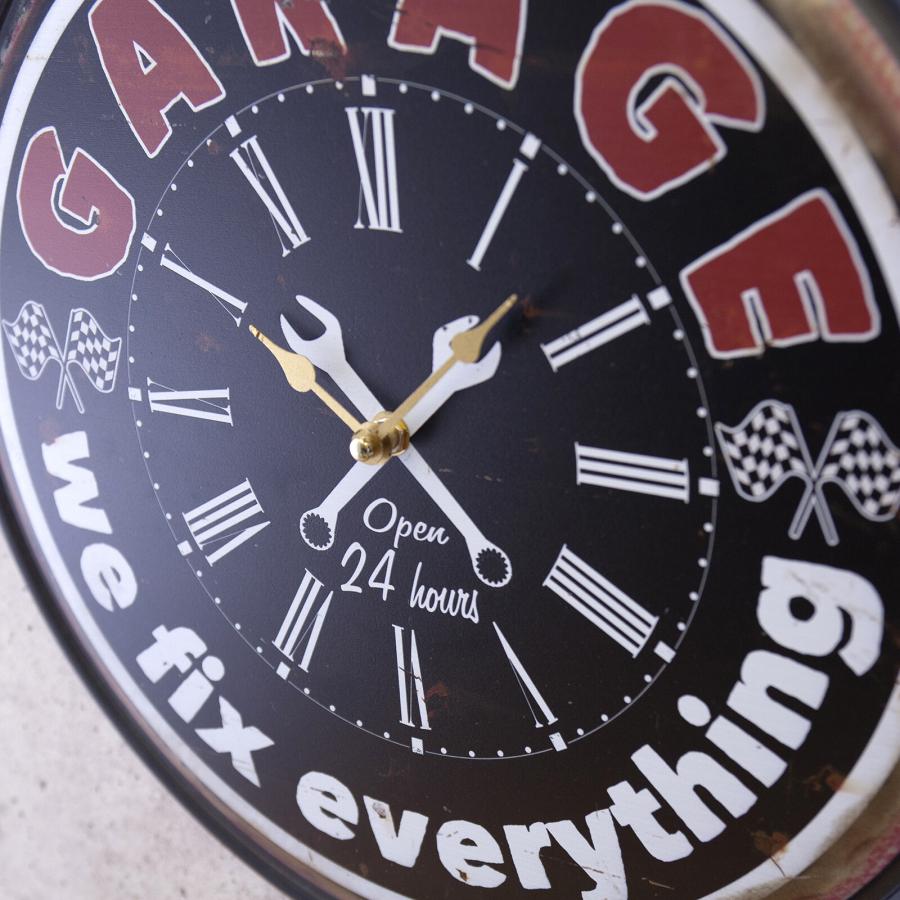 アメリカン ビンテージ風 メタル クロック （GARAGE） φ40cm 壁掛け時計 時計 ガレージ 世田谷ベース アメリカ インテリア 雑貨