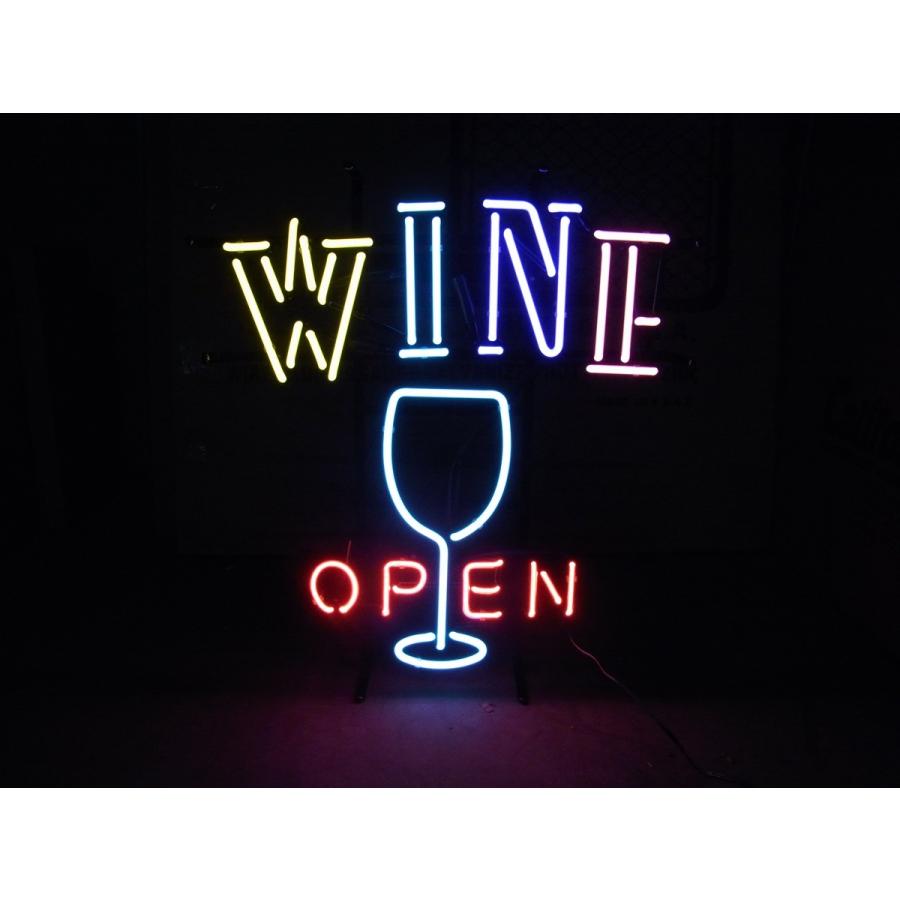 アメリカン ネオンサイン WINE OPEN （61ｘ54cm） オープン ワイン バー 看板 ネオン サイン 店舗 お店 インテリア 世田谷ベース