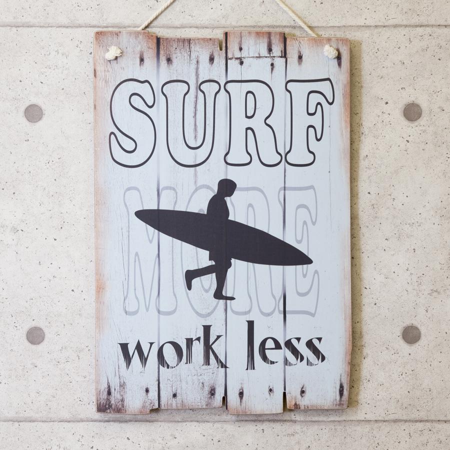 アメリカン ヴィンテージ風 ウッド サインボード SURF Work less 木製 プレート 40x60cm サーフィン サーフ アメリカン雑貨 グッズ アメリカ 雑貨 看板｜vs66｜02