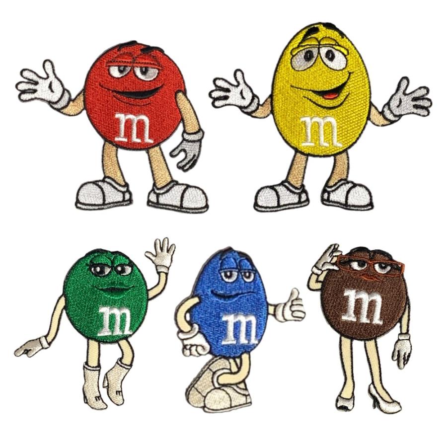 ワッペン エムアンドエムズ （M&M's オールスター）5Pセット アイロン パッチ アップリケ キャラクター 雑貨 カスタム グッズ 男の子