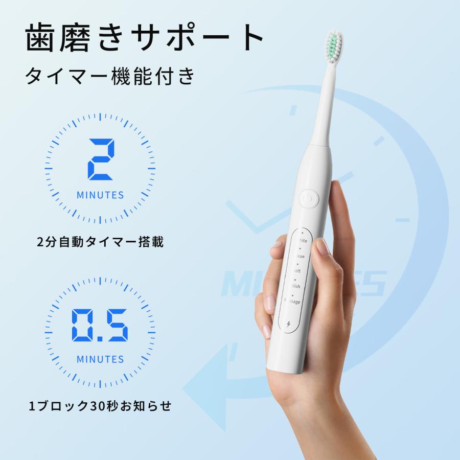 在庫セールクーポンで2533円】電動歯ブラシ 5モード 替えブラシ4本