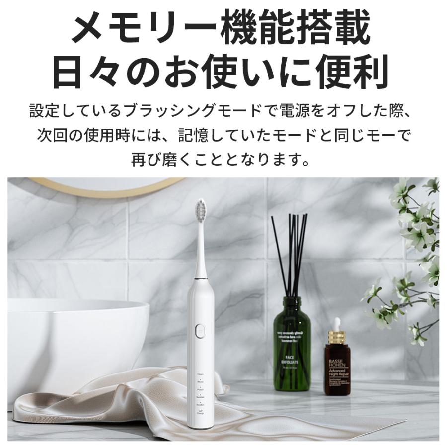 音波振動歯ブラシ 電動歯ブラシ 5モード 替えブラシ3本 音波 振動 歯垢除去 充電式
