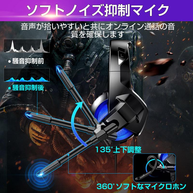 ゲーム イヤホン ヘッドホン  ゲーミングヘッドセット ブラック マイク付き ヘッドホン ヘッドセット マイク付き 有線 Φ3.5mm4極ミニプラグ