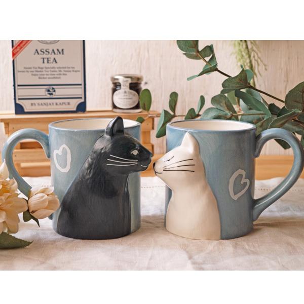 アニマル ペア マグカップ | キス ネコ セキセイインコ ペアマグ