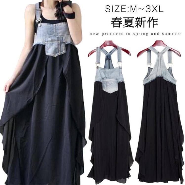 デニムサオーバーオール レディース ワンピースデニム オールインワン パンツ ゆったり 大きいサイズ デニム 大人カジュアル 春夏 Clq793 Vsmile 通販 Yahoo ショッピング