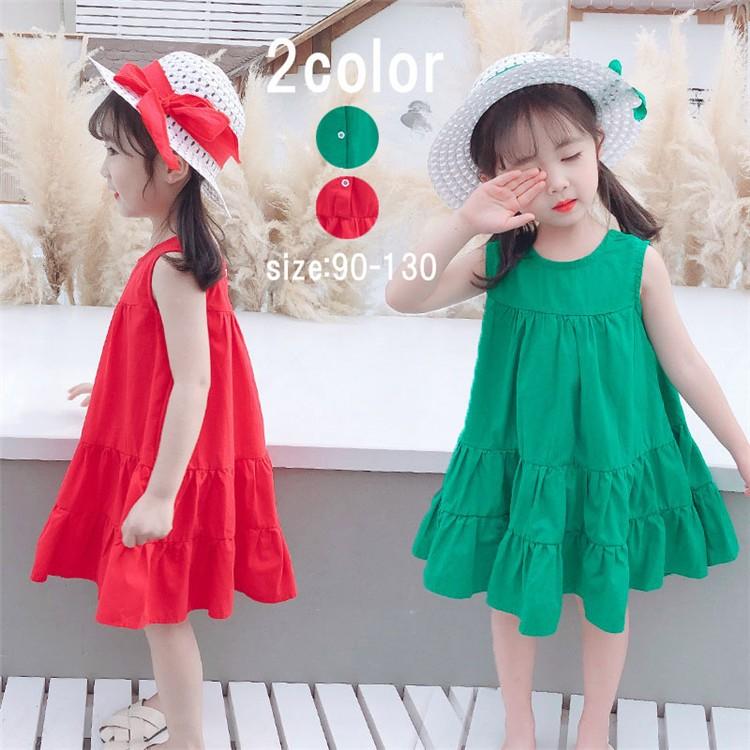 子供服 ワンピース 夏 女の子 キッズワンピース ノースリーブ 無地 膝丈ワンピース おしゃれ 可愛い 韓国風 新品 90 130cm Y Vsmile 通販 Yahoo ショッピング